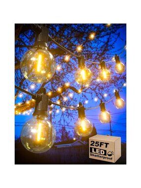 25FT LED Globe Patio Lights  and Commercial Grade Weatherproof Strand String